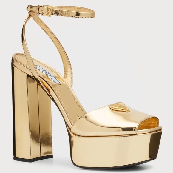 Sold Out Prada Plateau Platform Heeled Sandals in Gold Platino 36.5. Negotiable - Picture 3 of 7